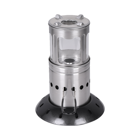 The Lantern stove, a revolutionary pellet-fueled compact cookstove that features a unique column-of-flame design for simultaneous illumination and cooking.