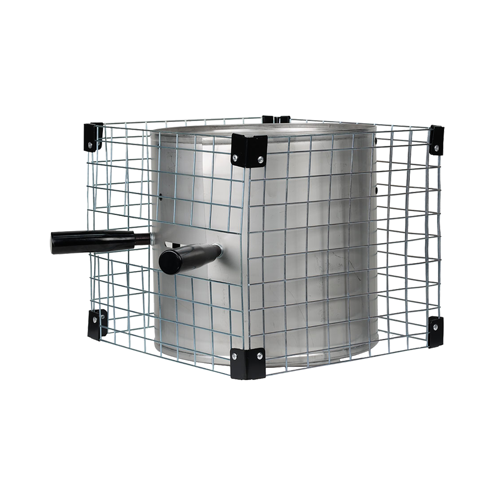 Side profile of the Baldwin Stove showing its fuel-saving design and adjustable handles tailored to fit various cookware.