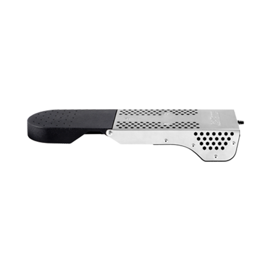 Side profile of the Jet-Flame unit, showing its aerodynamic construction and integrated air intake module.