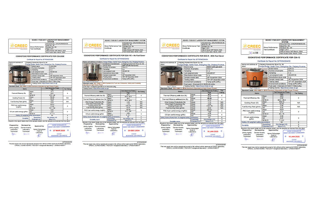 Photos of comprehensive testing reports for our various products