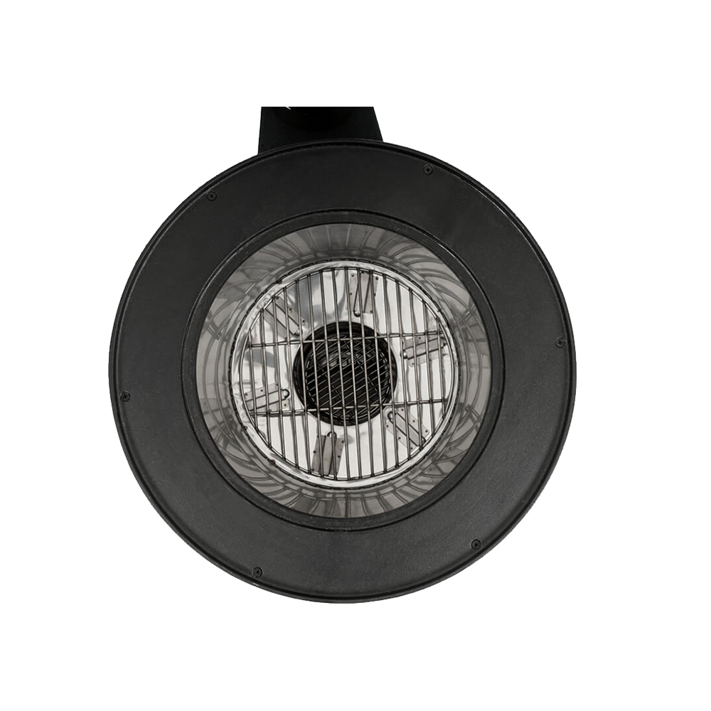 Top-down view of the M55-1 rocket stove, highlighting the high-efficiency cast iron cooking surface and chimney integration.