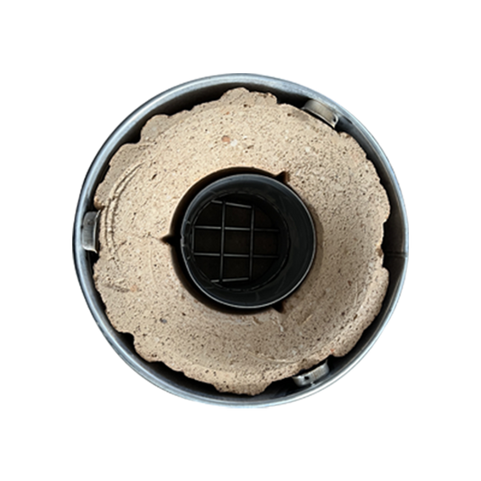 A top-down interior view of the S24-11 stove, displaying the firebox and grate system engineered for optimal thermal efficiency.