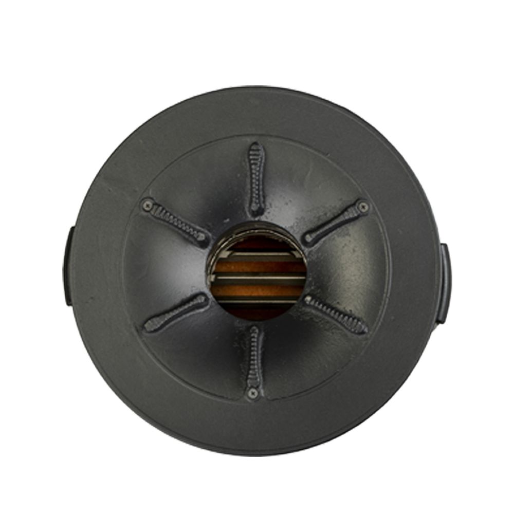 Top-down view of the S32-23 stove burner, featuring a design compatible with traditional Dutch ovens or cast iron pans.