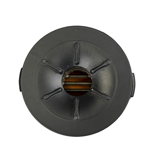 Top-down view of the S32-23 stove burner, featuring a design compatible with traditional Dutch ovens or cast iron pans.