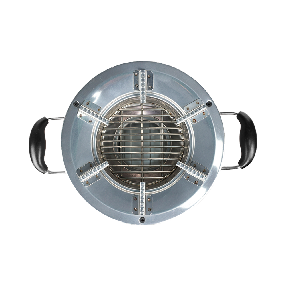 Top-down view of the C26-12 charcoal stove, showcasing the interior grate design engineered for high thermal efficiency and smokeless household cooking.