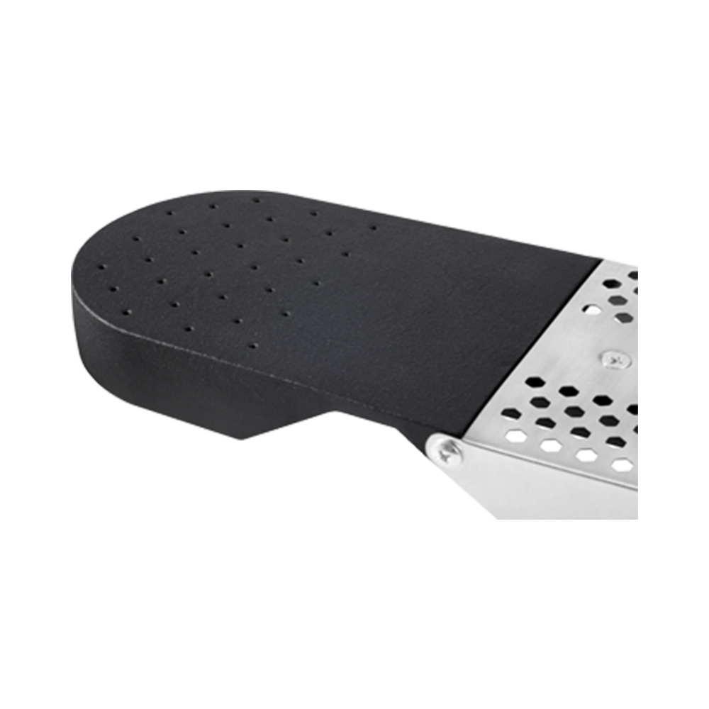A close-up detail of the Jet-Flame air delivery surface, featuring precision-engineered perforations for optimal airflow.