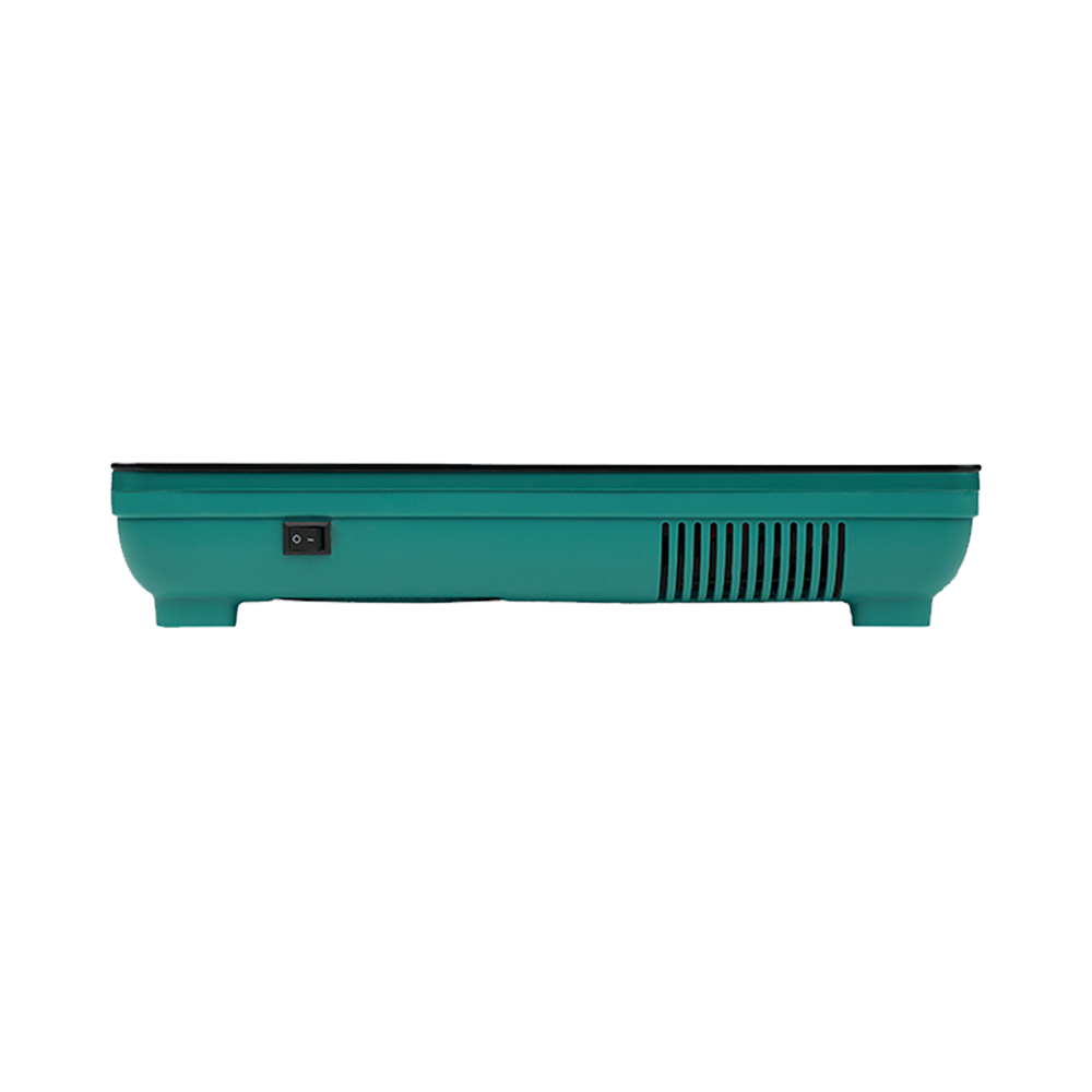 Side profile of the SSM induction cooktop, displaying the slim, portable body design with accessible power switch and cooling vents.