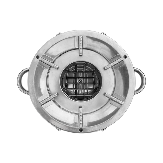 Top-down view of the S26-11E burner surface, which achieves 54% thermal efficiency (with pot skirt) and meets Tier 4 efficiency standards.