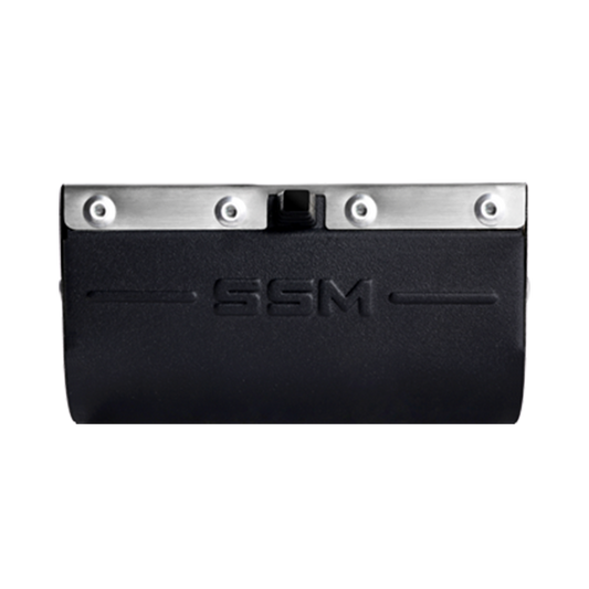A view of the rear housing of the Jet-Flame, displaying the durable SSM branded exterior and air control interface.