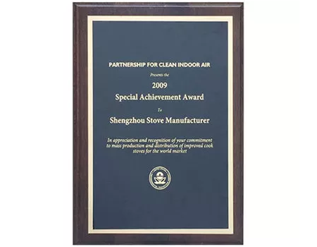 The certificate awarded by U.S. Environmental Protection Agency official John Mitchell in 2009 for the SSM "Special Achievement Award for Clean Indoor Air".